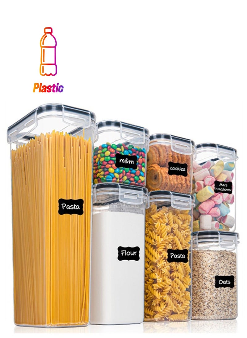 Arabest Plastic Storage Jars, Transparent Sealed Large Capacity Preservation Box, Food Grain Storage Containers for Tea/Herbs/Pasta /Coffee /Vanilla (7 Pieces Set)  - Image 1