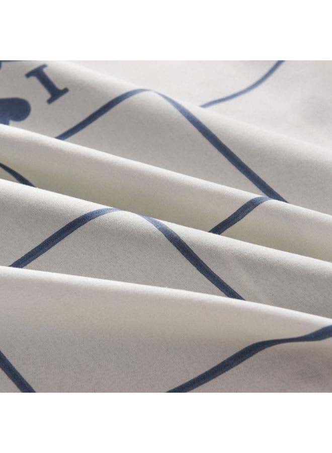 إسكدنيا طقم غطاء لحاف مزين بطبعة وبنمط أوروبي، من 4 قطع بوليستر بيج / الأزرق - Image 5