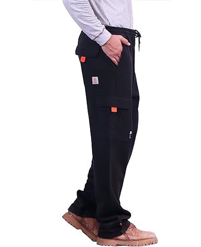 BOCOMAL FR Cargo Sweatpants Flame Resistant Midweight 10.5oz Knit Multi-Pockets Black FR Pants(Non Fleece) - Image 1