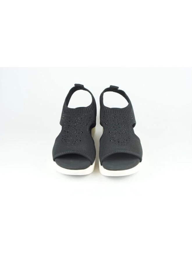 Zayna Black 221-356 Zayna Women's Knit Slingback Wedge Sandals 24ABT547 Black for Women | Best Price UAE