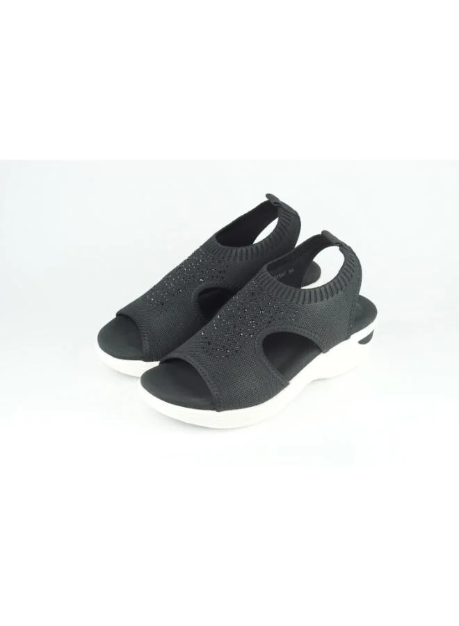 221-356 Zayna Women's Knit Slingback Wedge Sandals 24ABT547 Black