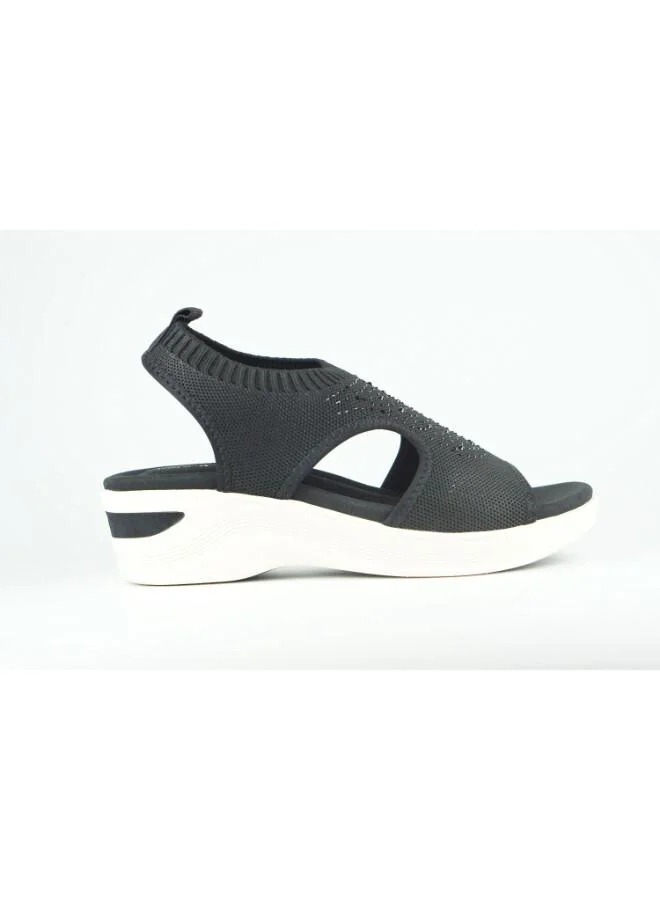 Zayna Black 221-356 Zayna Women's Knit Slingback Wedge Sandals 24ABT547 Black for Women | Best Price UAE