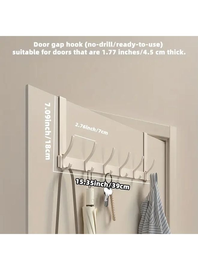 كريم أبيض فوق الباب خطافات ألومنيوم 6 خطافات مقاومة للصدأ موفر للمساحة حامل - Image 1