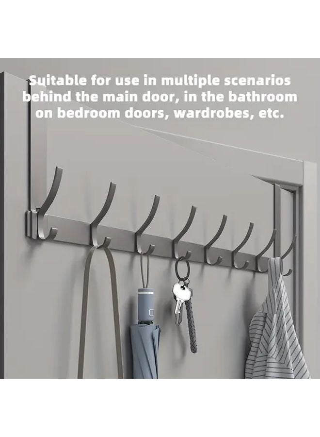 كريم أبيض فوق الباب خطافات ألومنيوم 6 خطافات مقاومة للصدأ موفر للمساحة حامل - Image 2