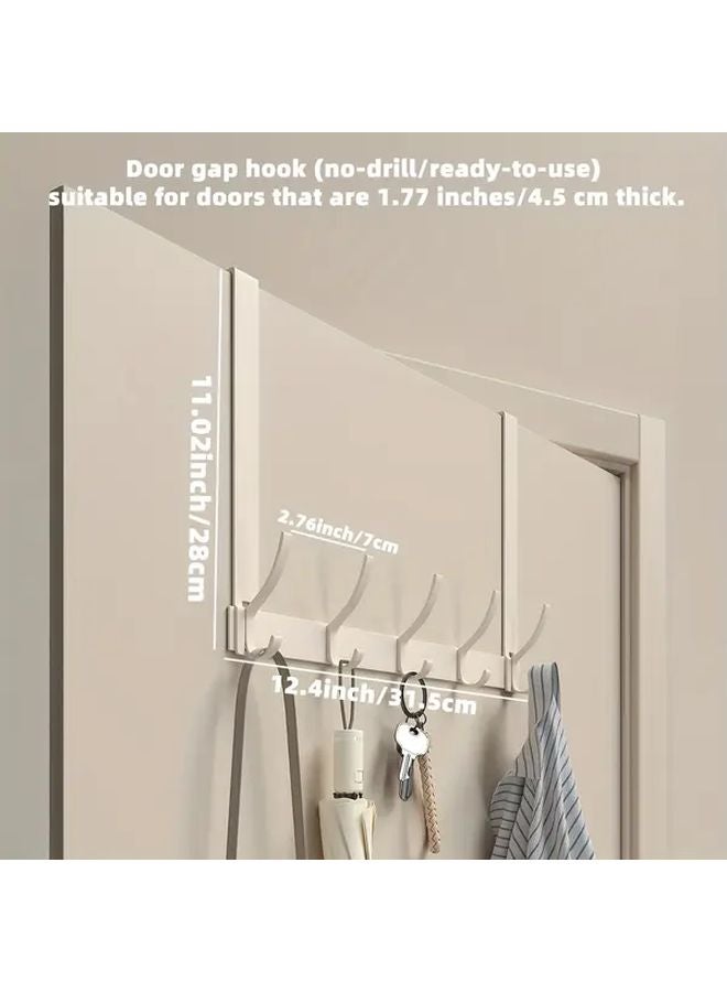 كريم أبيض فوق الباب خطافات ألومنيوم 6 خطافات مقاومة للصدأ موفر للمساحة حامل - Image 5