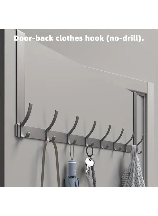 كريم أبيض فوق الباب خطافات ألومنيوم 6 خطافات مقاومة للصدأ موفر للمساحة حامل - Image 4