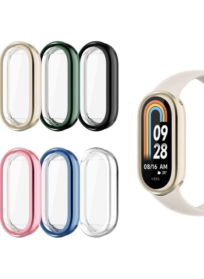 SYOSI 6 Pcs Screen Protector for Xiaomi Mi Band 8, 3D Full Coverage Case Curved Soft Edge Film TPU Scratch Proof Bumper Frame Compatible with 8 - Image 1