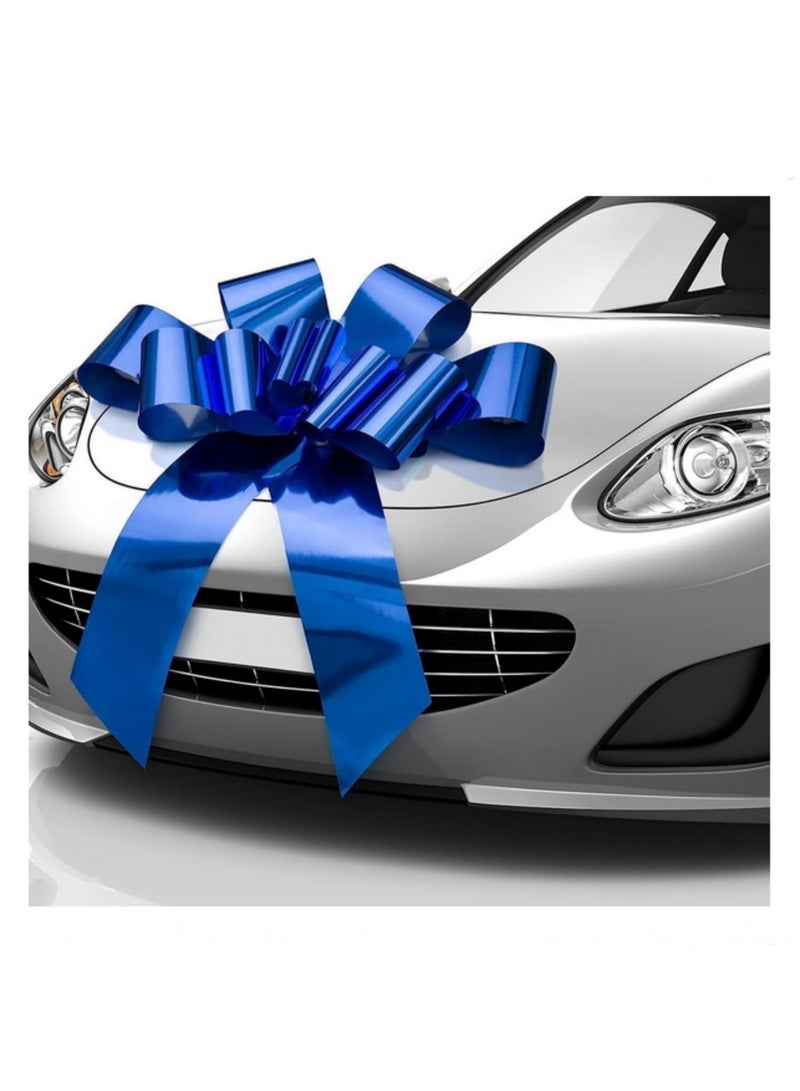 1 قطعة 30 إنش عقدة سيارة عملاقة، عقدة هدايا كبيرة لتغليف هدايا أعياد الميلاد وحفلات الزفاف والذكرى السنوية، ديكور شريط ضخم للسيارات والهدايا والاحتفالات، أزرق - Image 1