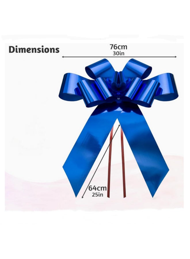 1 قطعة 30 إنش عقدة سيارة عملاقة، عقدة هدايا كبيرة لتغليف هدايا أعياد الميلاد وحفلات الزفاف والذكرى السنوية، ديكور شريط ضخم للسيارات والهدايا والاحتفالات، أزرق - Image 2