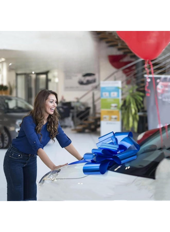 1 قطعة 30 إنش عقدة سيارة عملاقة، عقدة هدايا كبيرة لتغليف هدايا أعياد الميلاد وحفلات الزفاف والذكرى السنوية، ديكور شريط ضخم للسيارات والهدايا والاحتفالات، أزرق - Image 5