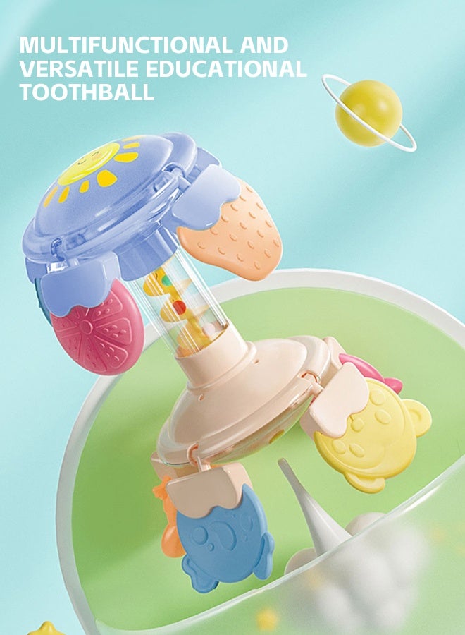 Soft Touch Multi-mode Baby Teether Toy Baby Rattle Toddler Soothing Toys with Spiral Slide Baby Chew Toy for 0-3 Years Baby Boys and Girls (Blue) - Image 4