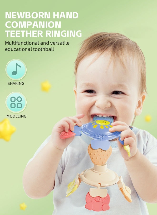 Soft Touch Multi-mode Baby Teether Toy Baby Rattle Toddler Soothing Toys with Spiral Slide Baby Chew Toy for 0-3 Years Baby Boys and Girls (Blue) - Image 3