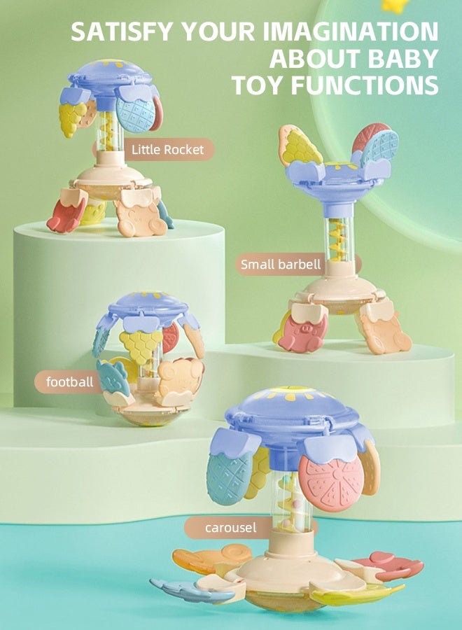 Soft Touch Multi-mode Baby Teether Toy Baby Rattle Toddler Soothing Toys with Spiral Slide Baby Chew Toy for 0-3 Years Baby Boys and Girls (Blue) - Image 5