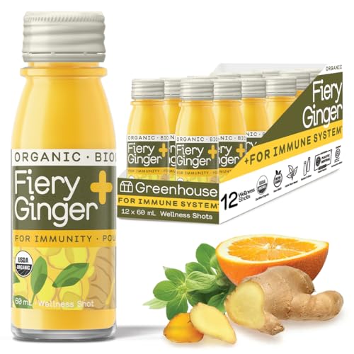 GREENHOUSE JUICE CO. Greenhouse Juice Organic Fiery Ginger Turmeric Wellness Shot AntiInflammatory Immune Support Vegan GlutenFree 12Count 60ml Glass Bottles - Image 2