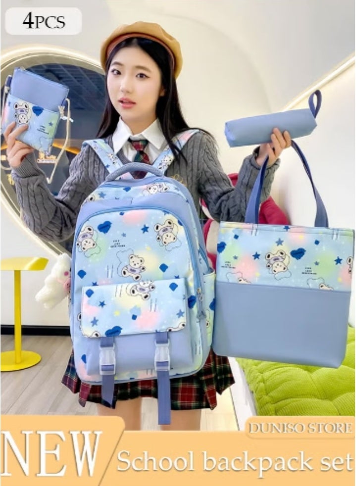 DUNISO Cartoon - Printed Schoolbag 4 - Piece Set | Cute Patterns, Practical and Eye - Catching - Image 1