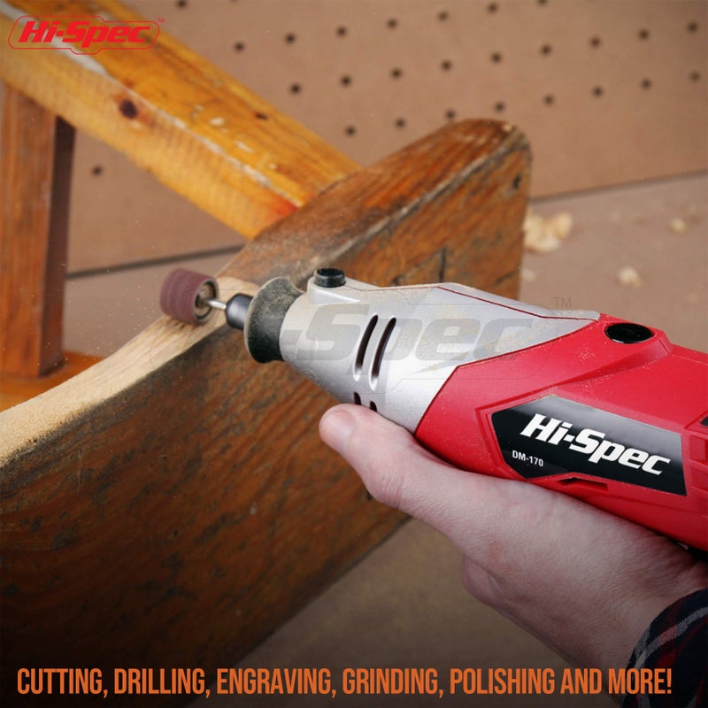 Hi-Spec Rotary Tool Kit Set 170W 1.4A with 121 Piece Dremel Compatible Bit Accessories. Drill, Cut, Trim, Grind & Sand in DIY Repairs, Hobbies & Craftwork - Image 5