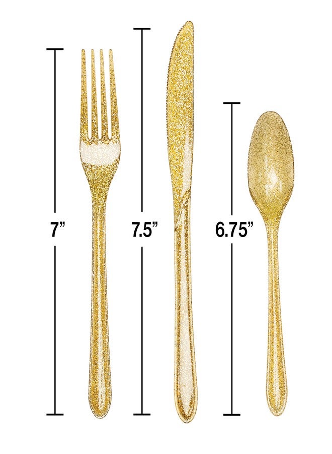 Creative Converting Glitter Assorted Plastic Cutleries, Gold - Image 2