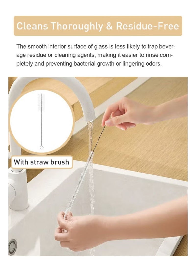 EZdenK 8pcs (10cm) Transparent Shatterproof Glass Straws, Durable Reusable Glass Straws, Come With 1 Cleaning Brush, Suitable For Drinks, Juice, Vanilla Smoothies, Environmentally Friendly Design - Image 5