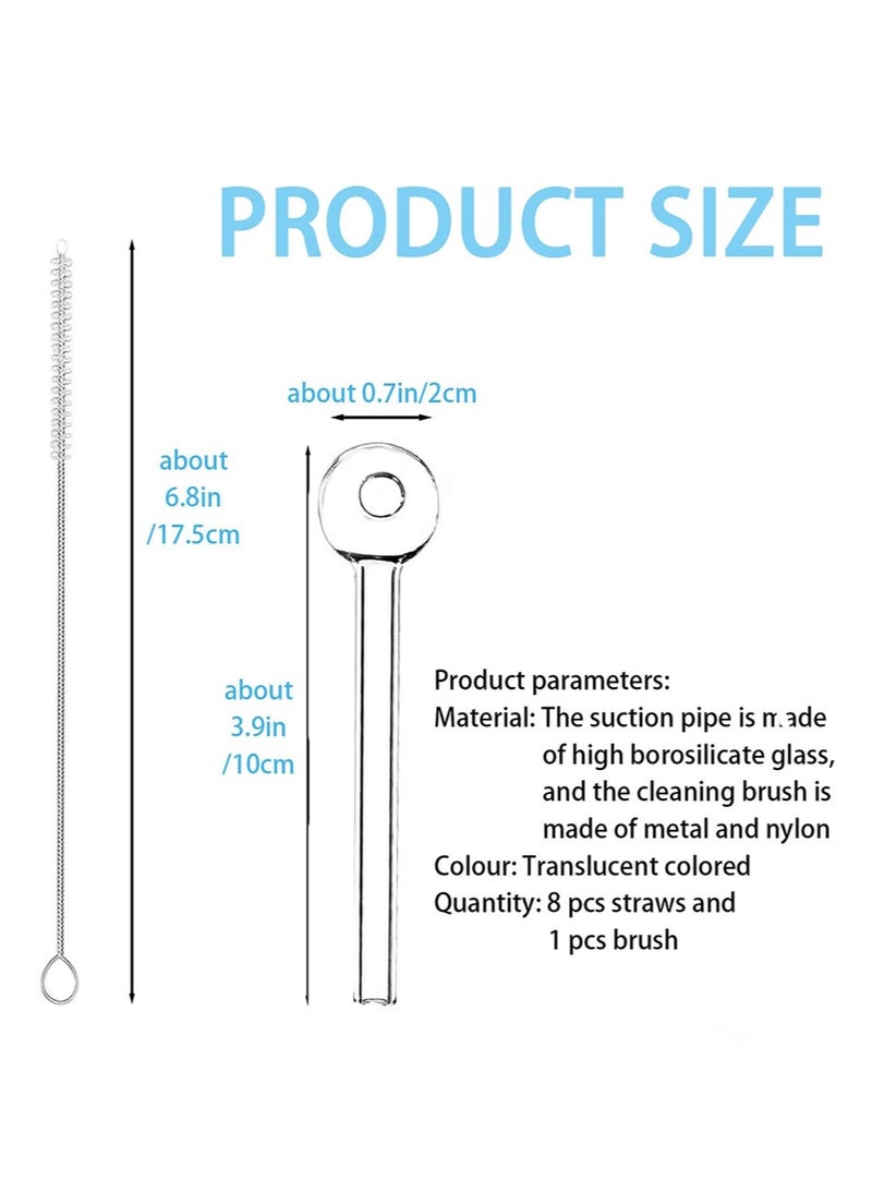 EZdenK 8pcs (10cm) Transparent Shatterproof Glass Straws, Durable Reusable Glass Straws, Come With 1 Cleaning Brush, Suitable For Drinks, Juice, Vanilla Smoothies, Environmentally Friendly Design - Image 2