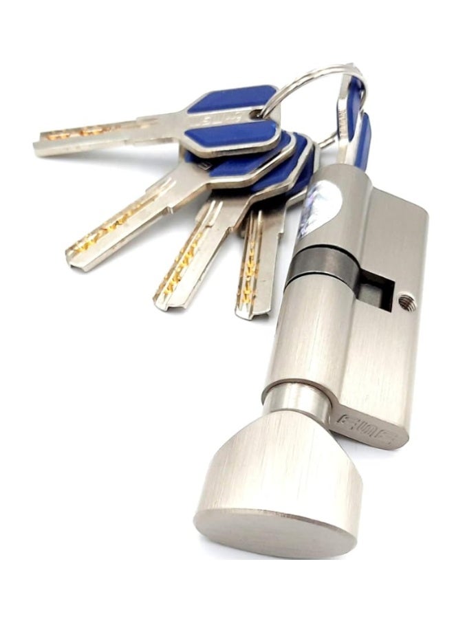 MSM Msvilla lock cylinder ISO9001, 5 computer keys with rubber grip, spanish product for all kinds of door handles (60mm (keys+knobe), Silver) - Image 2