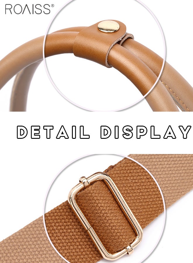 roaiss Extra Large Capacity Travel Handbag Women'S Daily Business Trip Fitness Striped Canvas Pu Leather Spliced Independent Shoe Compartment Shoulder Bag - Image 3