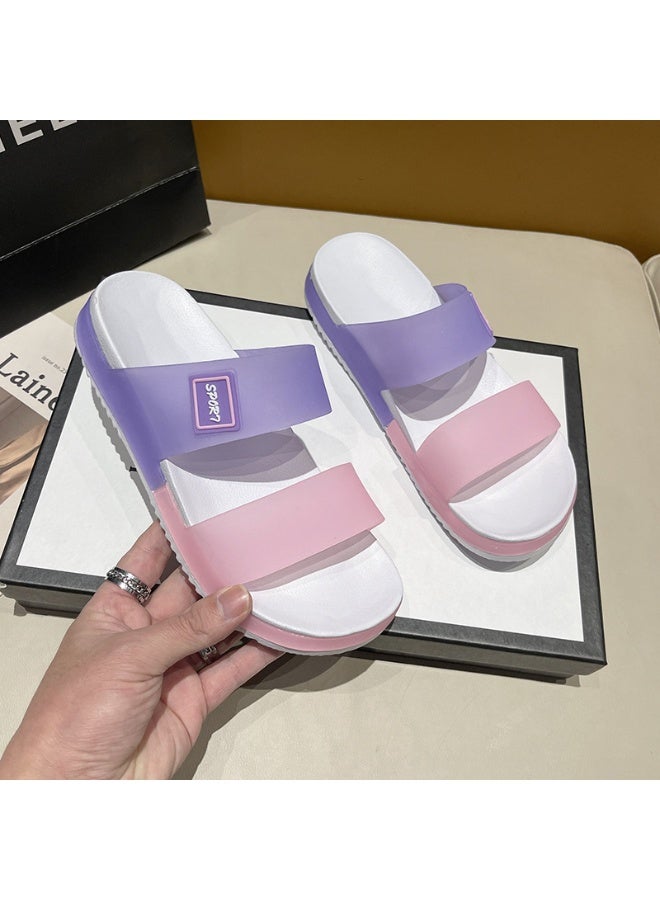 NIBEMINENT Women's Jelly Slippers Casual Fashion Sandals Summer Thick Bottom Soft Bottom Anti-slip Beach Shoes Lightweight One-Strap - Image 2