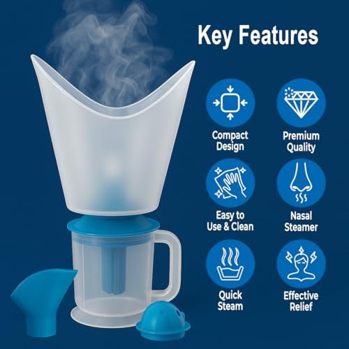 Dr.Odin Dr. Odin OSV 101 Single Layer Steamer Vaporizer for Cold, Cough, Face Steam, Steam Inhaler and Steamer Helps in Breathing Disorders (White & Blue) - Image 4