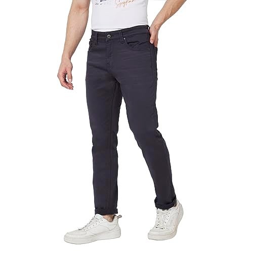 Spykar Men Dark Grey Cotton Stretch Slim Fit Narrow Length Clean Look Low Rise Jeans (Skinny) - Image 4