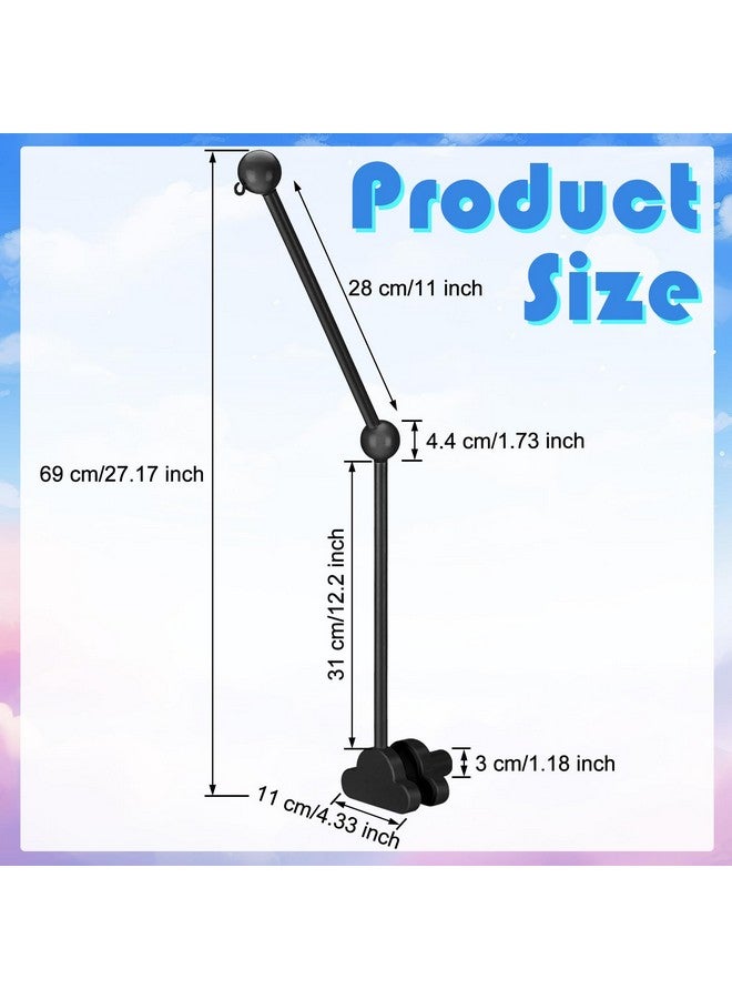GlikCeil Wooden Baby Crib Mobile Arm 27.17 Inches Cloud Design Adjustable Baby Mobile Hanger for Crib Cot Bed Bassinet Wind Chimes Bed Bell Nursery, Black - Image 2
