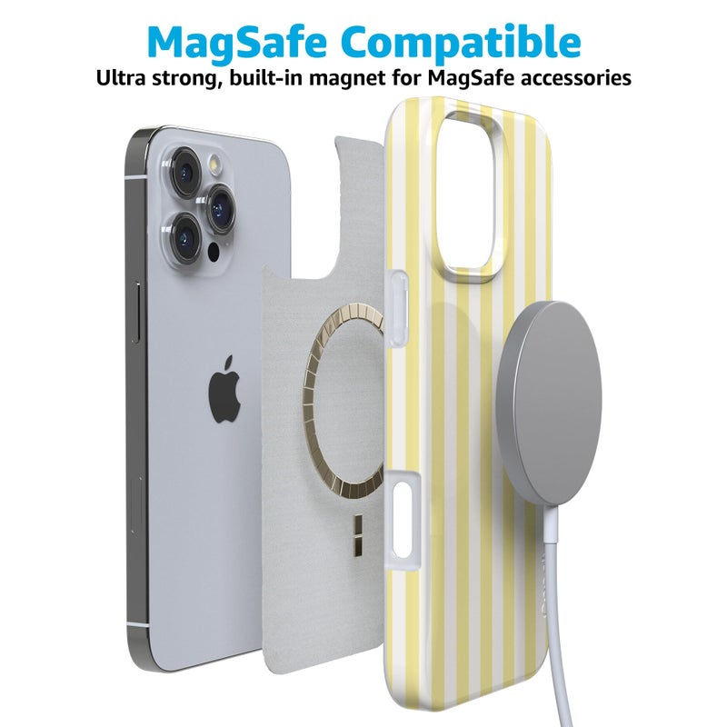 Casely iPhone 16 Pro Case | Butter Yellow Stripes | Sunday Best | Compatible with MagSafe | Classic Ultra Slim Design - Image 4