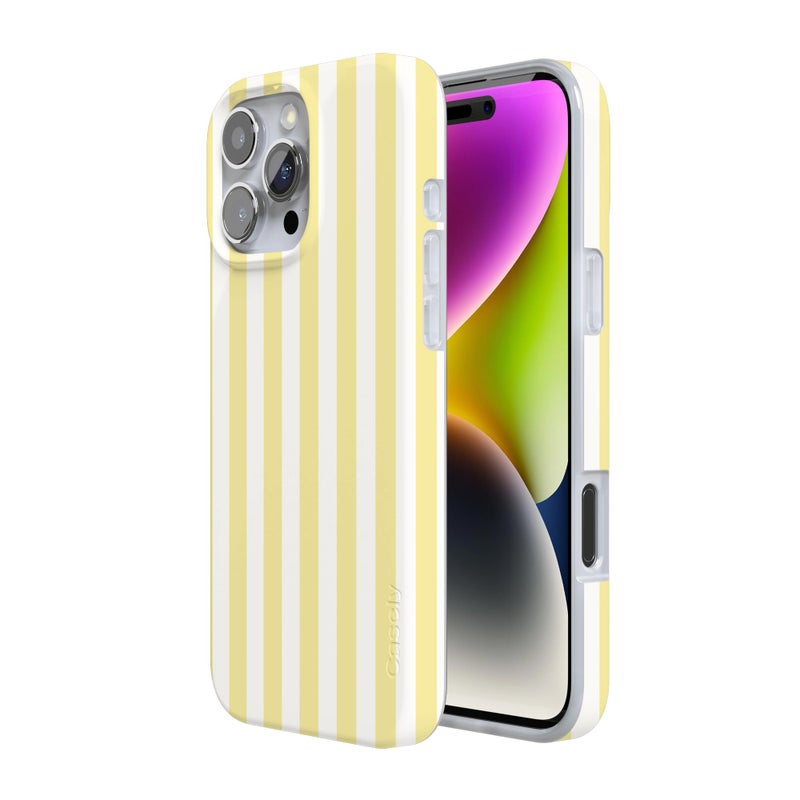 Casely iPhone 16 Pro Case | Butter Yellow Stripes | Sunday Best | Compatible with MagSafe | Classic Ultra Slim Design - Image 2