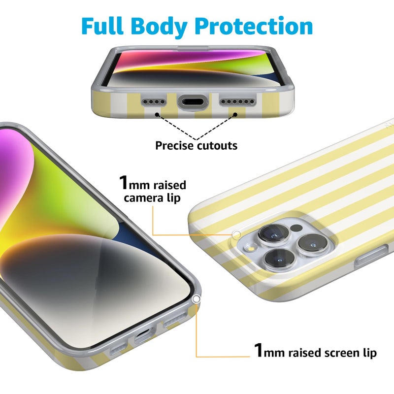 Casely iPhone 16 Pro Case | Butter Yellow Stripes | Sunday Best | Compatible with MagSafe | Classic Ultra Slim Design - Image 3