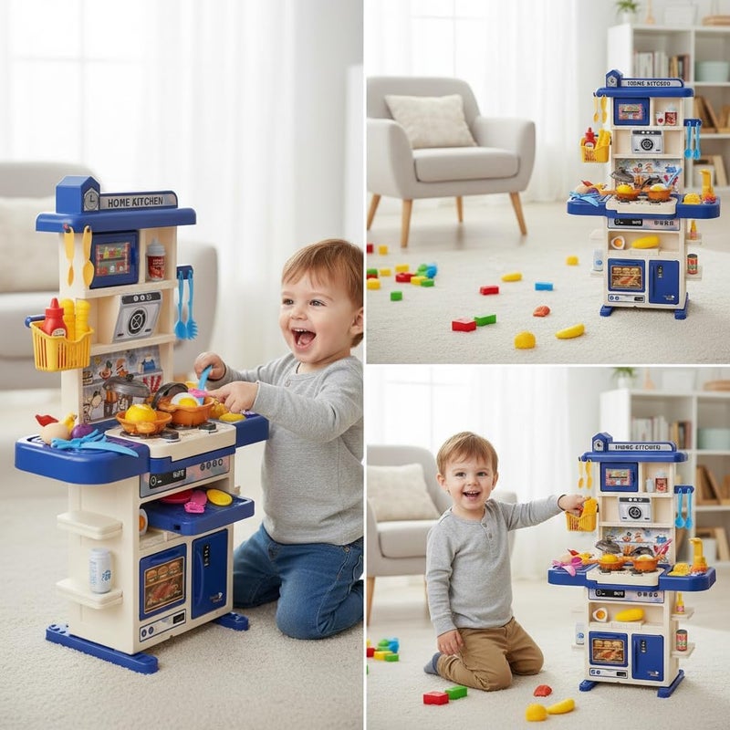 Ghazal Toys Kitchen Toy Pretend Play Set with Music and Light, ABS Plastic, 79x50.5x80cm, for Boys and Girls Ages 3-8 Years - Image 4