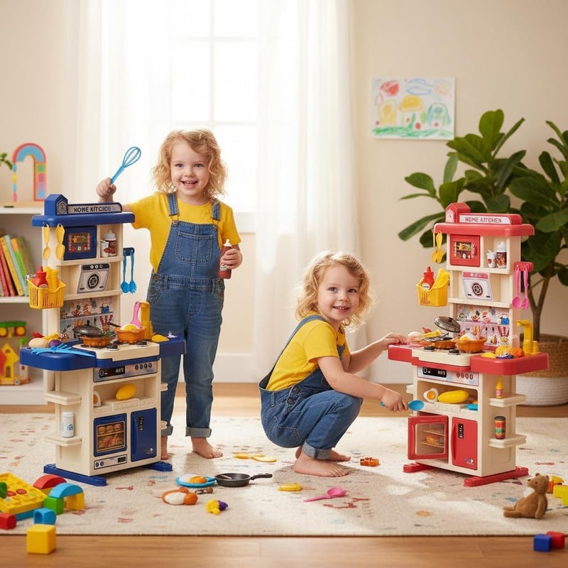 Ghazal Toys Kitchen Toy Pretend Play Set with Music and Light, ABS Plastic, 79x50.5x80cm, for Boys and Girls Ages 3-8 Years - Image 3