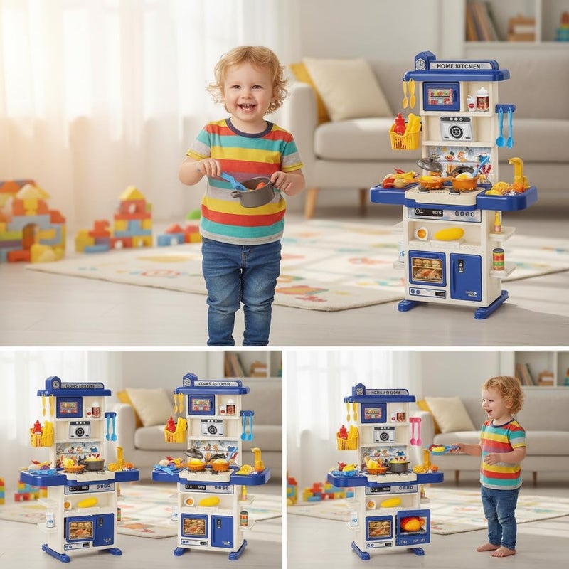 Ghazal Toys Kitchen Toy Pretend Play Set with Music and Light, ABS Plastic, 79x50.5x80cm, for Boys and Girls Ages 3-8 Years - Image 5