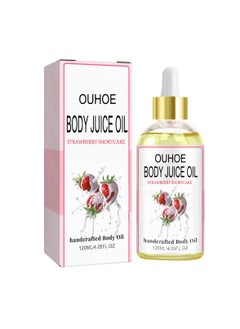 Body Juice Massage Oil,  Natural Handcrafted Body Moisturizing Oil, Nourishing Relaxing Strawberry Scented Body Oil, Aromatherapy Glow Anti Dark Spots Strawberry Serum For Body Massage