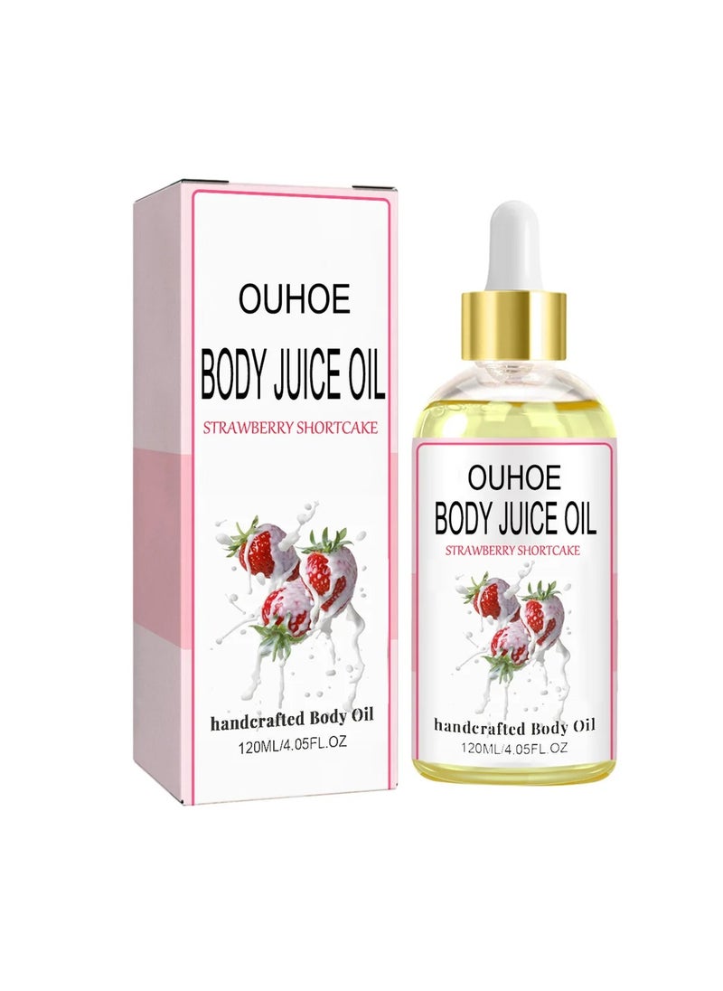OUHOE - Body Juice Massage Oil,  Natural Handcrafted Body Moisturizing Oil, Nourishing Relaxing Strawberry Scented Body Oil, Aromatherapy Glow Anti Dark Spots Strawberry Serum For Body Massage - Image 1