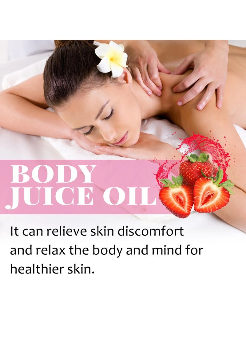 OUHOE - Body Juice Massage Oil,  Natural Handcrafted Body Moisturizing Oil, Nourishing Relaxing Strawberry Scented Body Oil, Aromatherapy Glow Anti Dark Spots Strawberry Serum For Body Massage - Image 1