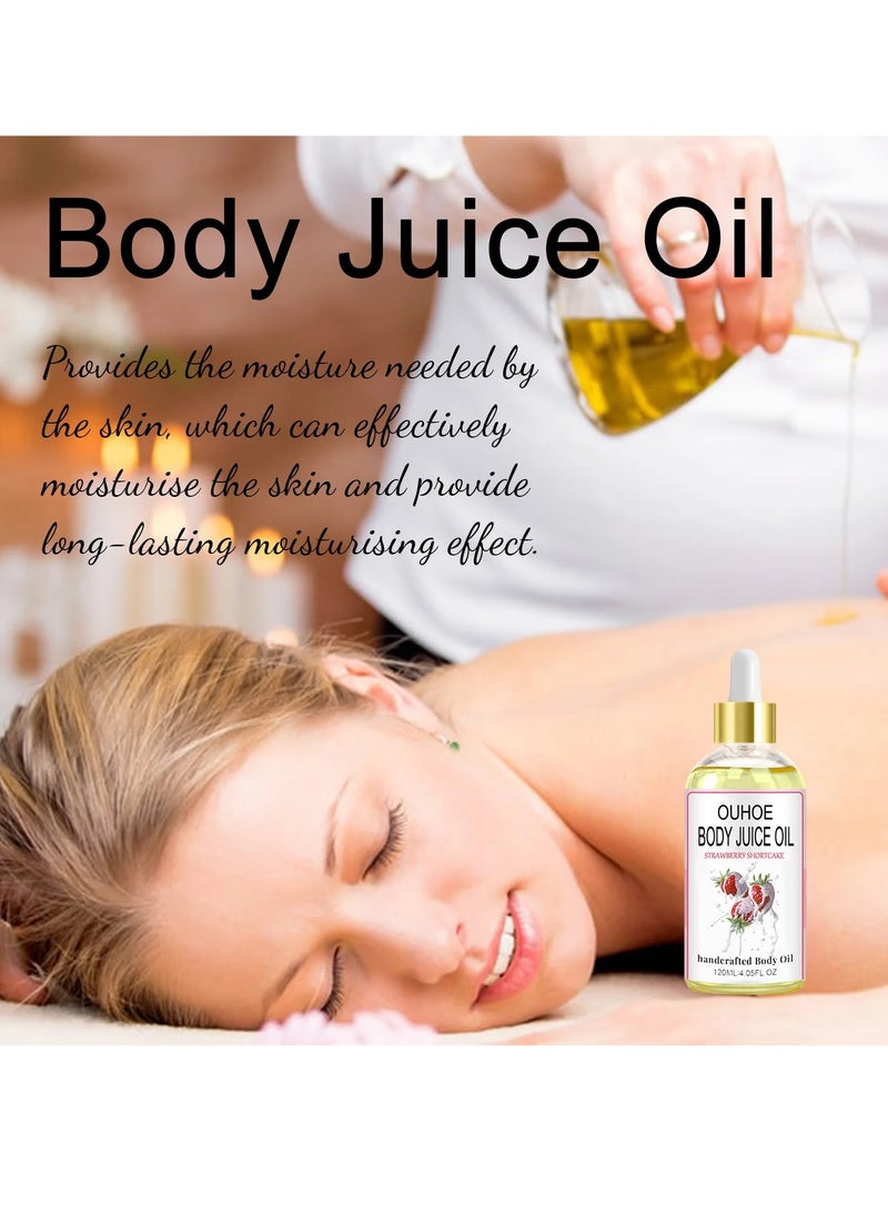 OUHOE - Body Juice Massage Oil,  Natural Handcrafted Body Moisturizing Oil, Nourishing Relaxing Strawberry Scented Body Oil, Aromatherapy Glow Anti Dark Spots Strawberry Serum For Body Massage - Image 1