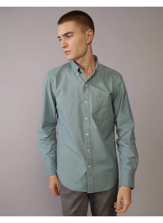 American Eagle AE Slim Fit Flex Oxford Button-Up Shirt - Image 1