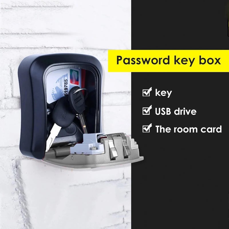 MEZON Metal Storage Box Key Box Password Large WallMounted Site Apartment Decoration Factory Key Box Password Lock for Outside Home Office and Garage Grey - Image 3