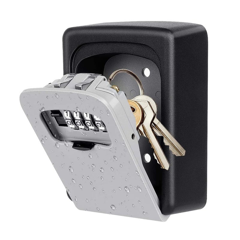 MEZON Metal Storage Box Key Box Password Large WallMounted Site Apartment Decoration Factory Key Box Password Lock for Outside Home Office and Garage Grey - Image 1