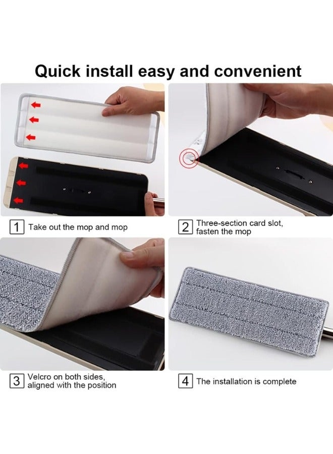 4 Pack Replacement Mop Head Pad - Microfiber Cleaning Pads, Absorbent Cloth Fits Velcro Mop (Grey) - Image 2
