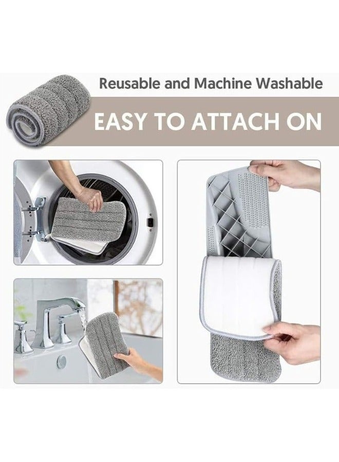 4 Pack Replacement Mop Head Pad - Microfiber Cleaning Pads, Absorbent Cloth Fits Velcro Mop (Grey) - Image 4