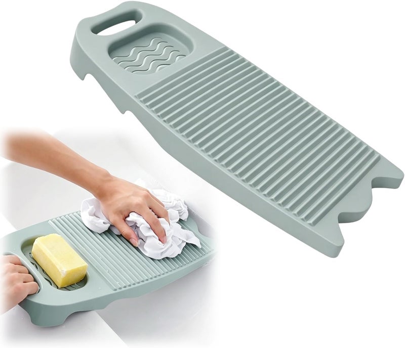 Cansybil Non-Slip Laundry Washing Board, Household Washboard, Hand Wash Board, Manual Wash Clothes Laundry Pad Scrubbing Board for Household(15.7x8.07x1.06inches) (E-Light Blue) - Image 1