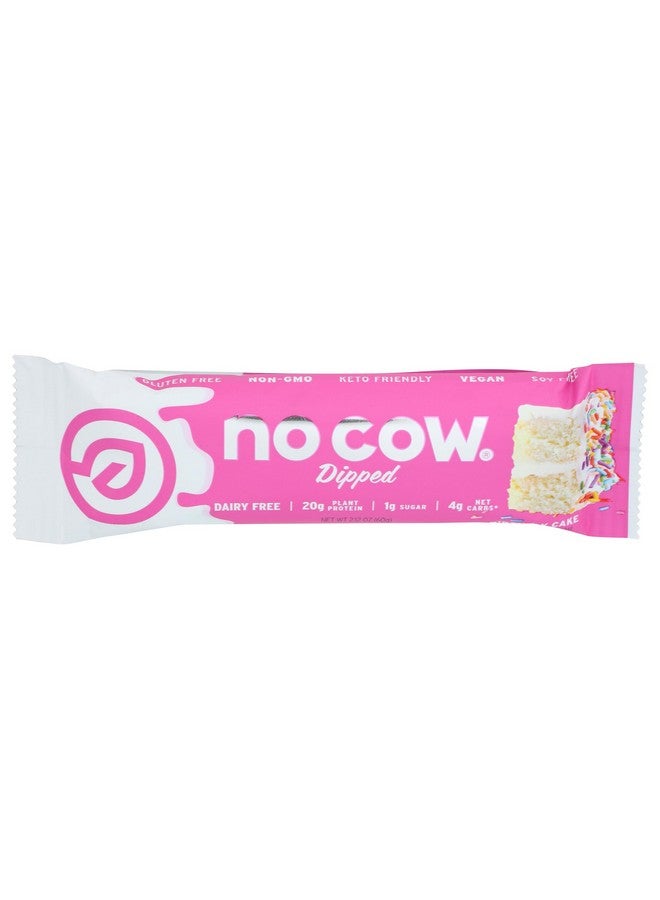 No Cow Protein Bars, Birthday Cake, 20g Plant Based Vegan Protein, Keto Friendly, Low Sugar, Low Carb, Low Calorie, Gluten Free, Naturally Sweetened, Dairy Free, Non GMO, Kosher, 1 Count - Image 1