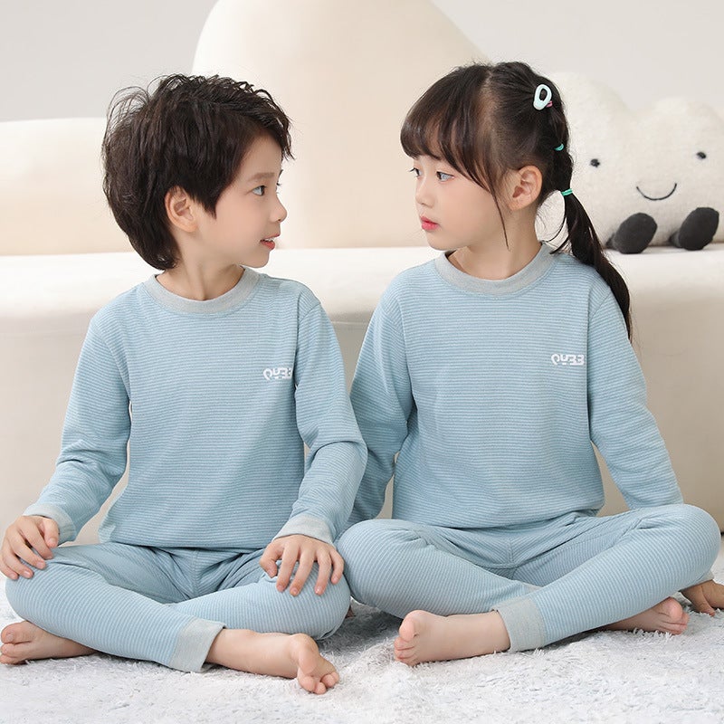 Baby Cashmere Silk Thermal Underwear Children'S Pajamas Large Children'S Backing Shirt Boys And Girls Autumn Clothes Autumn Pants Suit Winter - Image 4