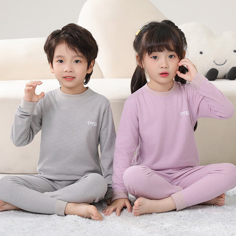 Baby Cashmere Silk Thermal Underwear Children'S Pajamas Large Children'S Backing Shirt Boys And Girls Autumn Clothes Autumn Pants Suit Winter - Image 3