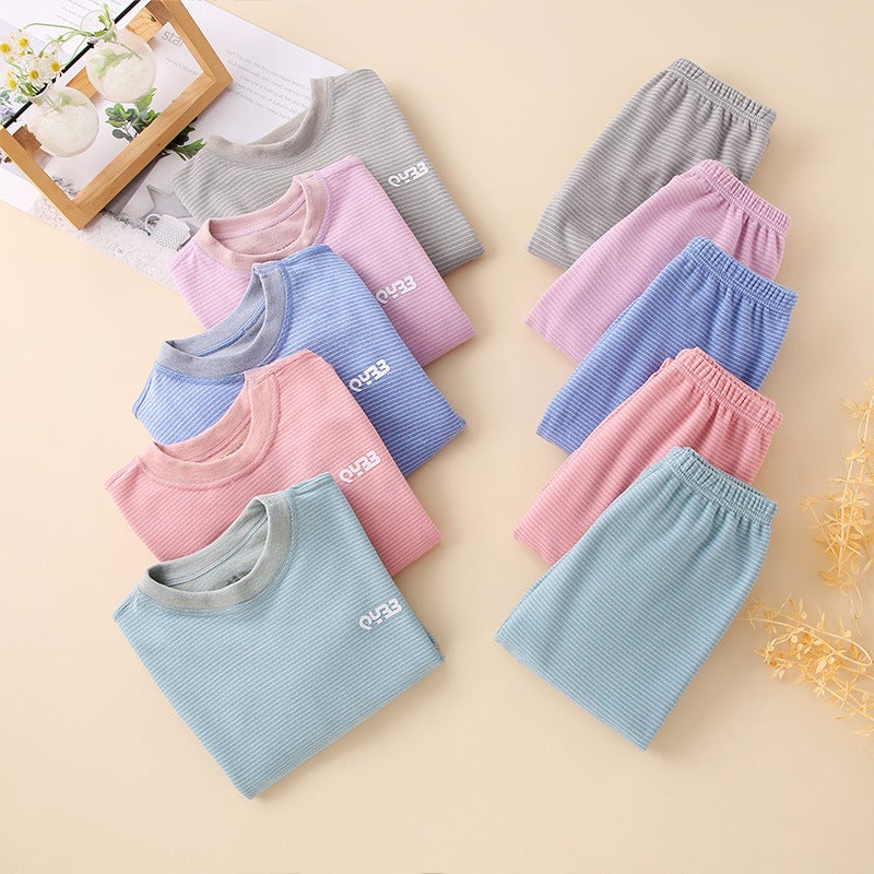 Baby Cashmere Silk Thermal Underwear Children'S Pajamas Large Children'S Backing Shirt Boys And Girls Autumn Clothes Autumn Pants Suit Winter - Image 5
