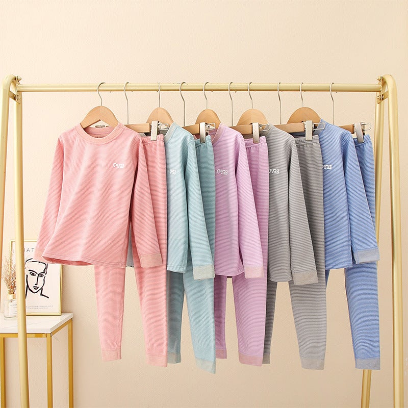 Baby Cashmere Silk Thermal Underwear Children'S Pajamas Large Children'S Backing Shirt Boys And Girls Autumn Clothes Autumn Pants Suit Winter - Image 2